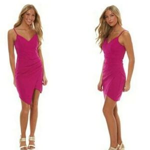 LOVE Nickie Lew Sparkle Pink Ruched side Stretch Dress
